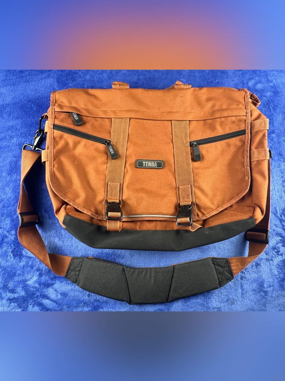 Tenba Orange Nylon Messenger Camera Photo Bag Crossbody Laptop Case
